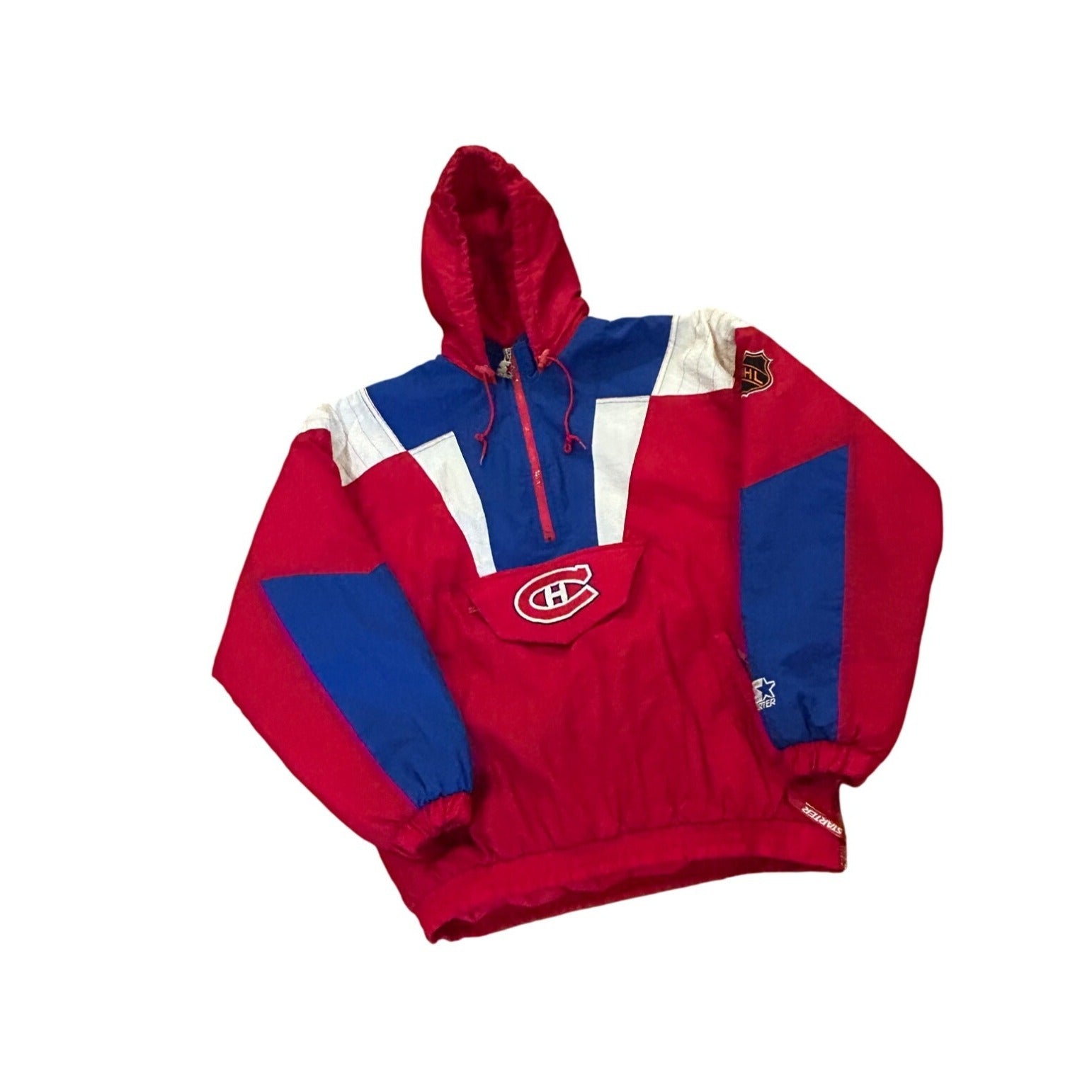 Vintage 1990's Starter Montreal Canadiens NHL Pullover Puffer Jacket Red Men's L