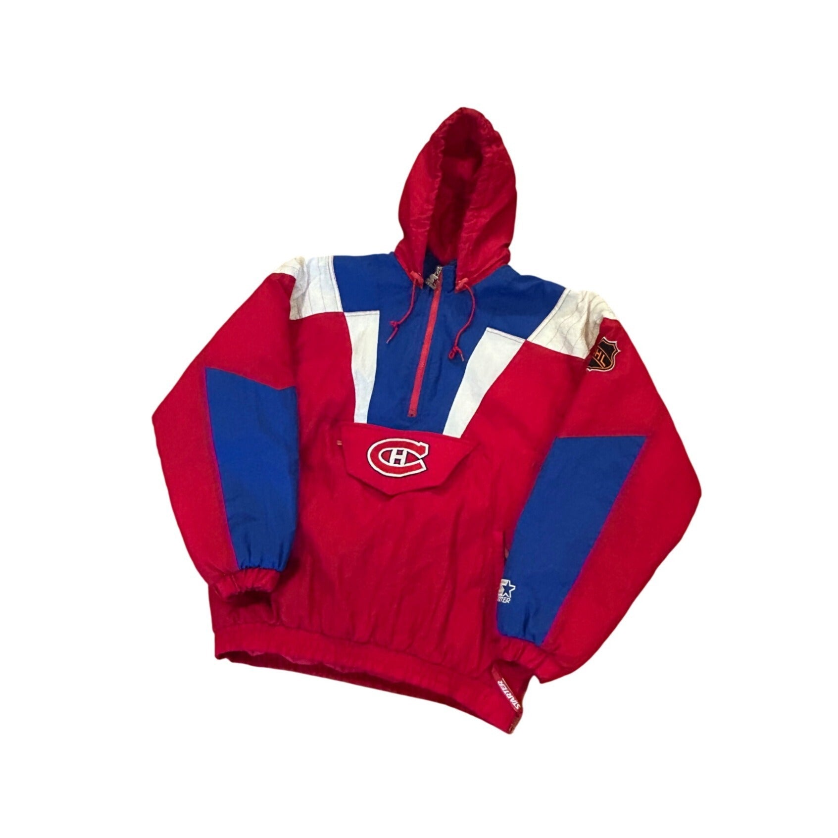 Vintage 1990's Starter Montreal Canadiens NHL Pullover Puffer Jacket Red Men's L