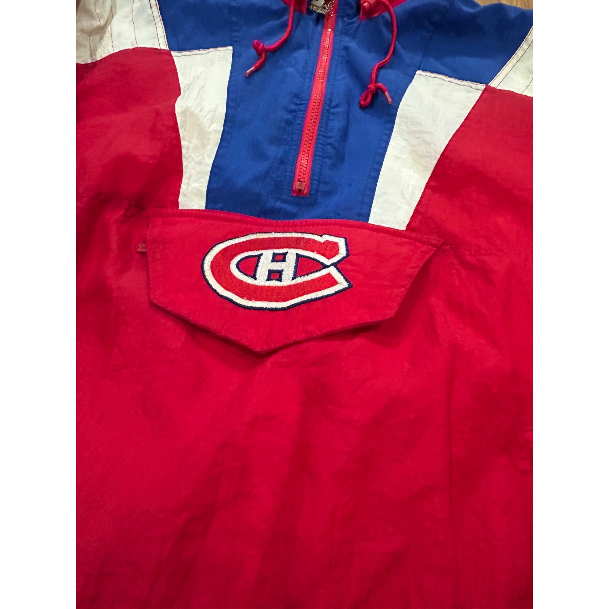 Vintage 1990's Starter Montreal Canadiens NHL Pullover Puffer Jacket Red Men's L