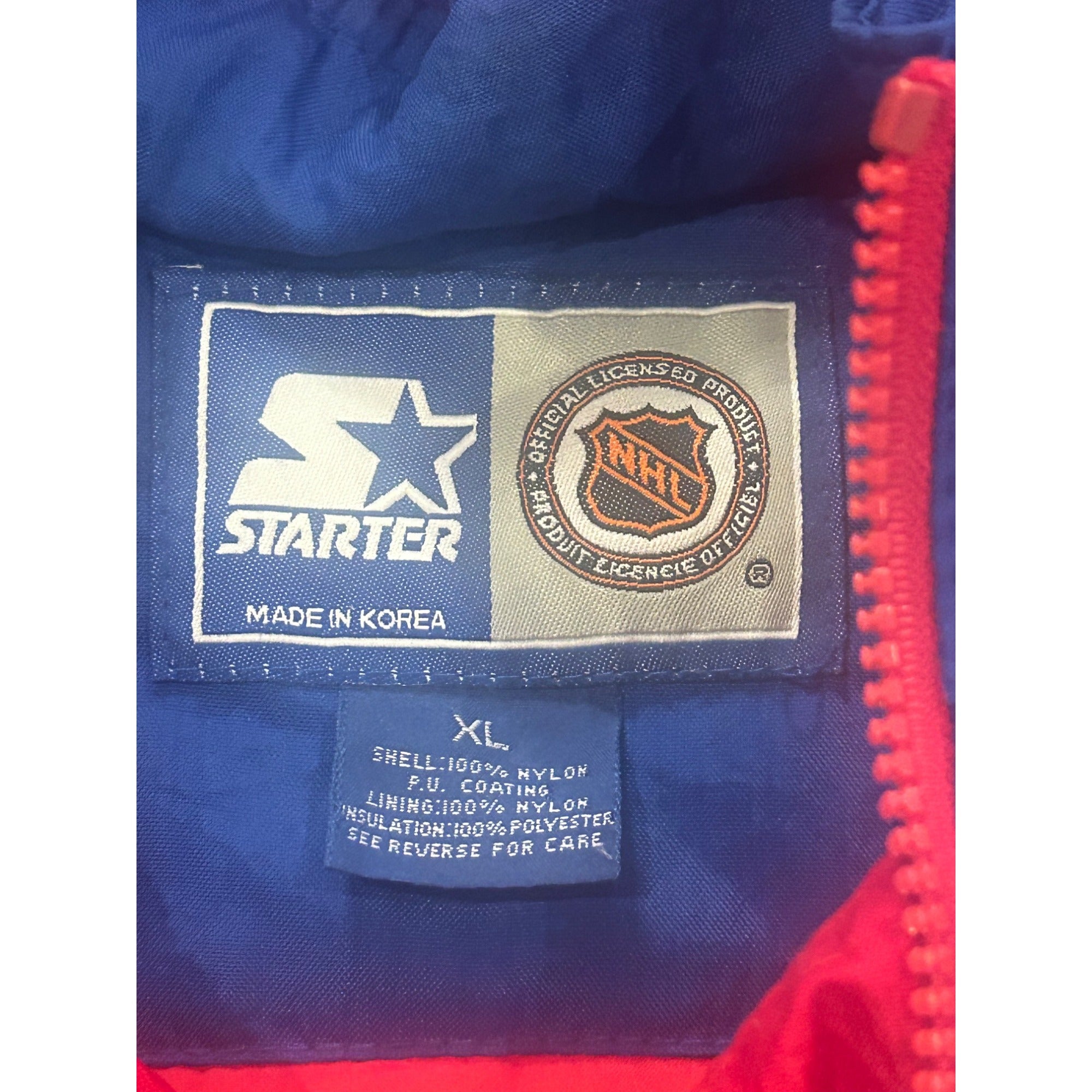 Vintage 1990's Starter Montreal Canadiens NHL Pullover Puffer Jacket Red Men's L