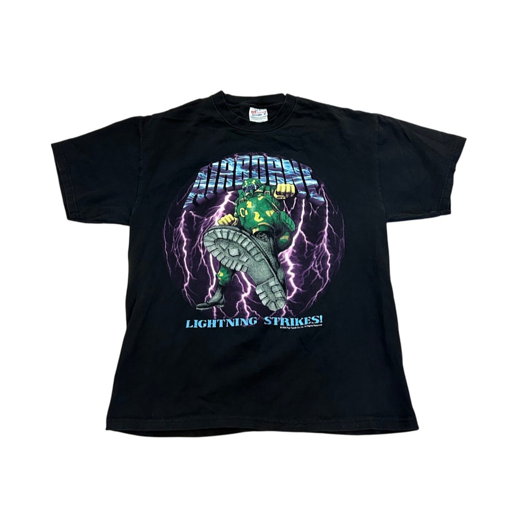 Vintage 1995 Pop Tops Airborne Lightning Strikes Military T-Shirt Men's Large
