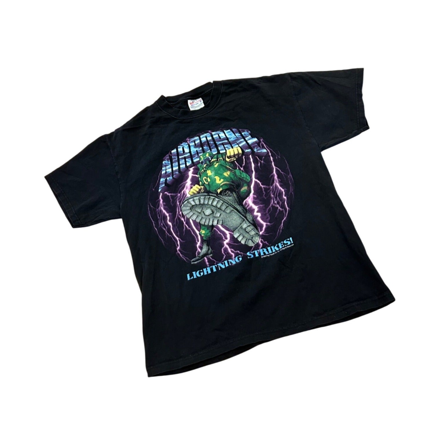Vintage 1995 Pop Tops Airborne Lightning Strikes Military T-Shirt Men's Large