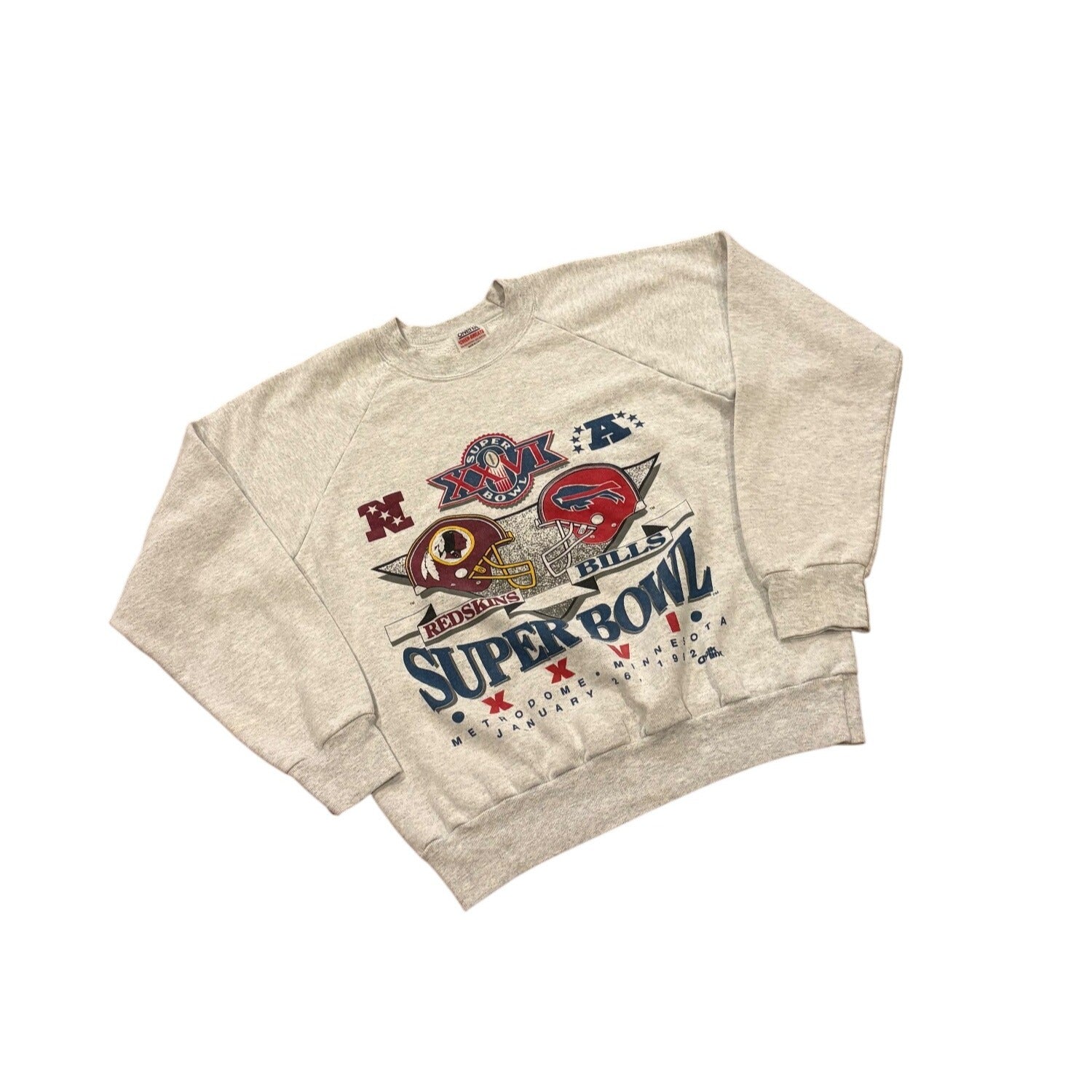 Vintage 1992 Super Bowl XXVI Washington Redskins vs Buffalo Bills Sweatshirt XL