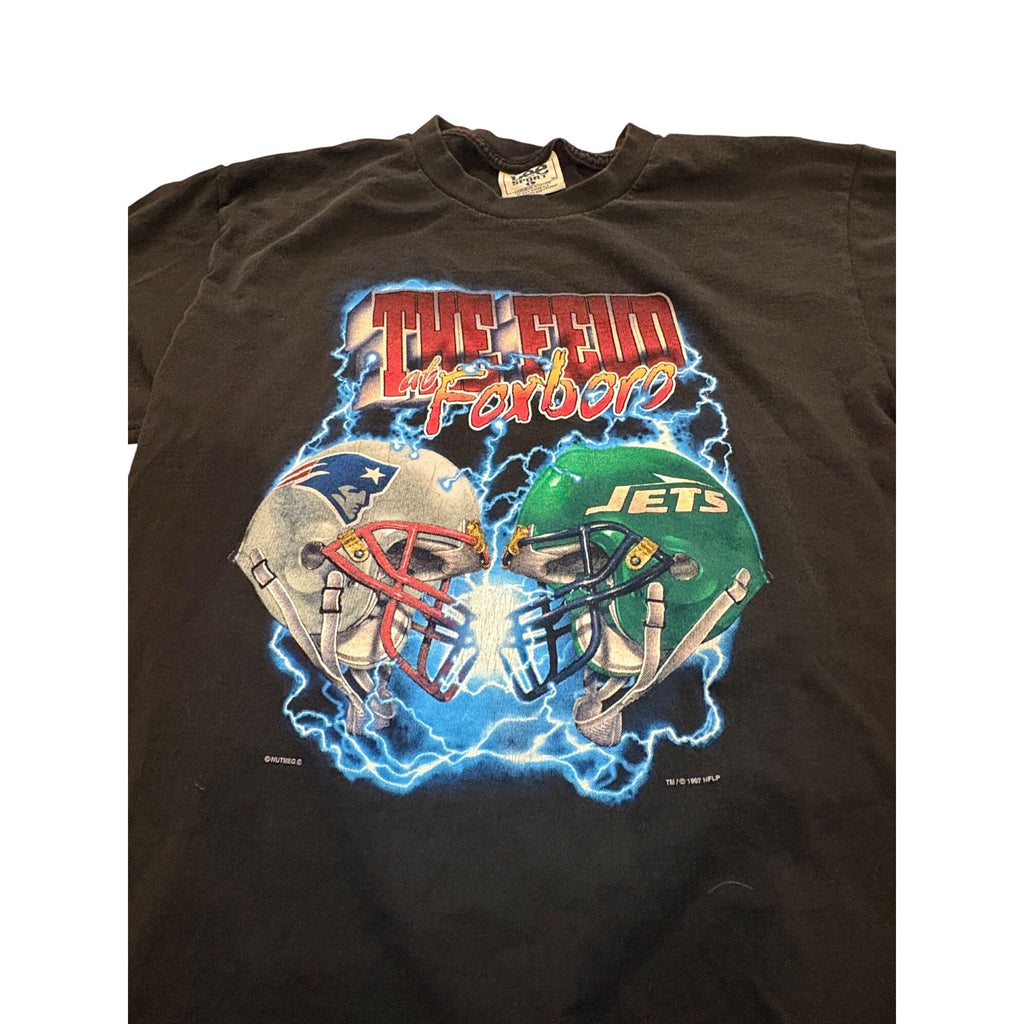 Vintage 1997 Feud in Foxboro New England Patriots vs New York Jets T-Shirt Large