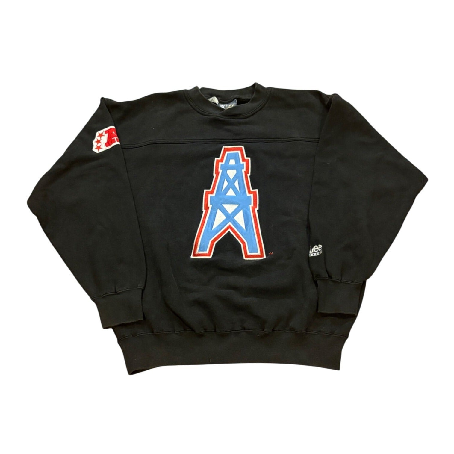 Vintage 90's Lee Sport Houston Oilers NFL Black Crewneck Sweatshirt Men's Large