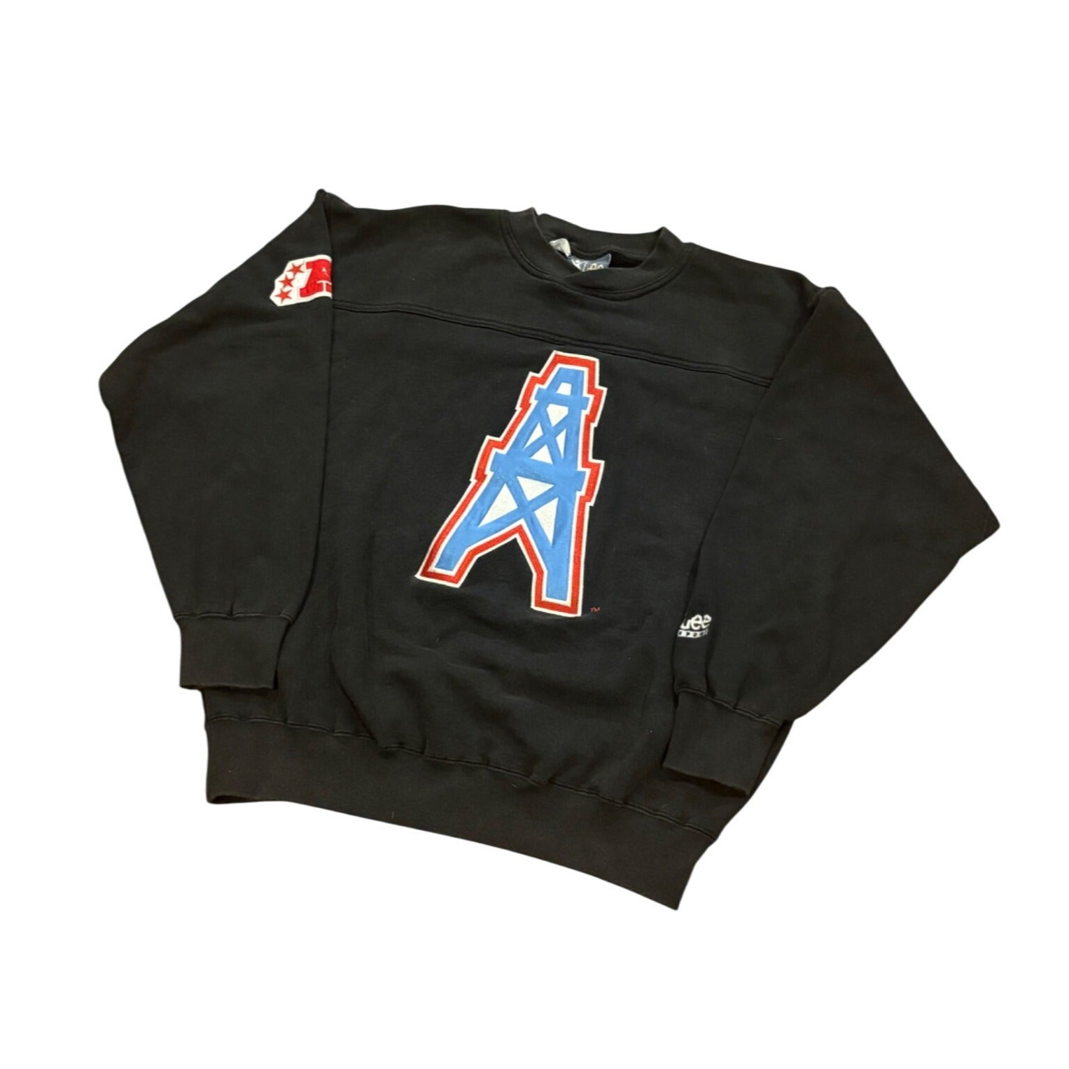 Vintage 90's Lee Sport Houston Oilers NFL Black Crewneck Sweatshirt Men's Large