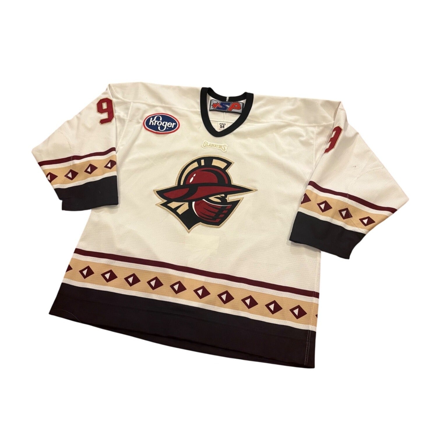 Game Worn 2008-2009 Gwinnett Gladiators Jim Jackson #9 ECHL Hockey Jersey Pro 54