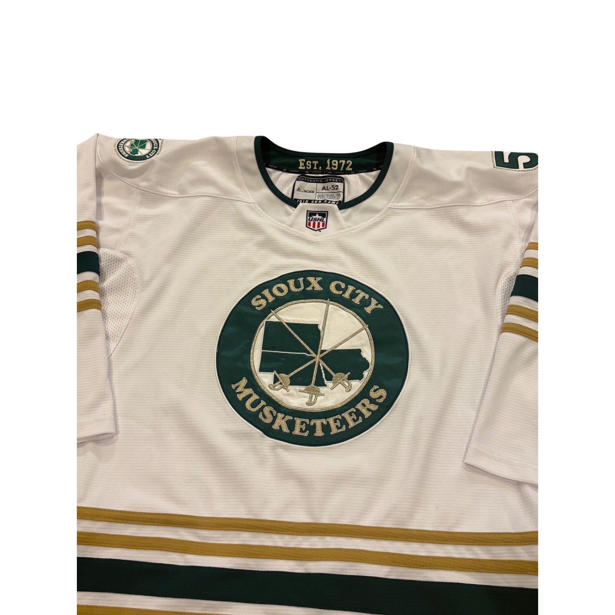 Rare 2022-2023 Sioux City Musketeers Team Signed Authentic USHL Hockey Jersey 52