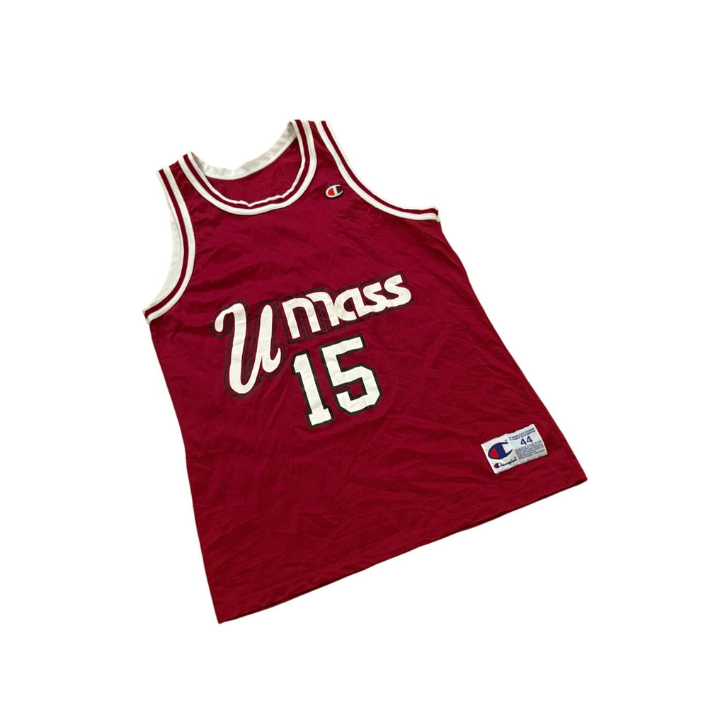 Rare Vintage 90s Champion UMass Minutemen Lou Roe #15 Basketball Jersey Men's 44