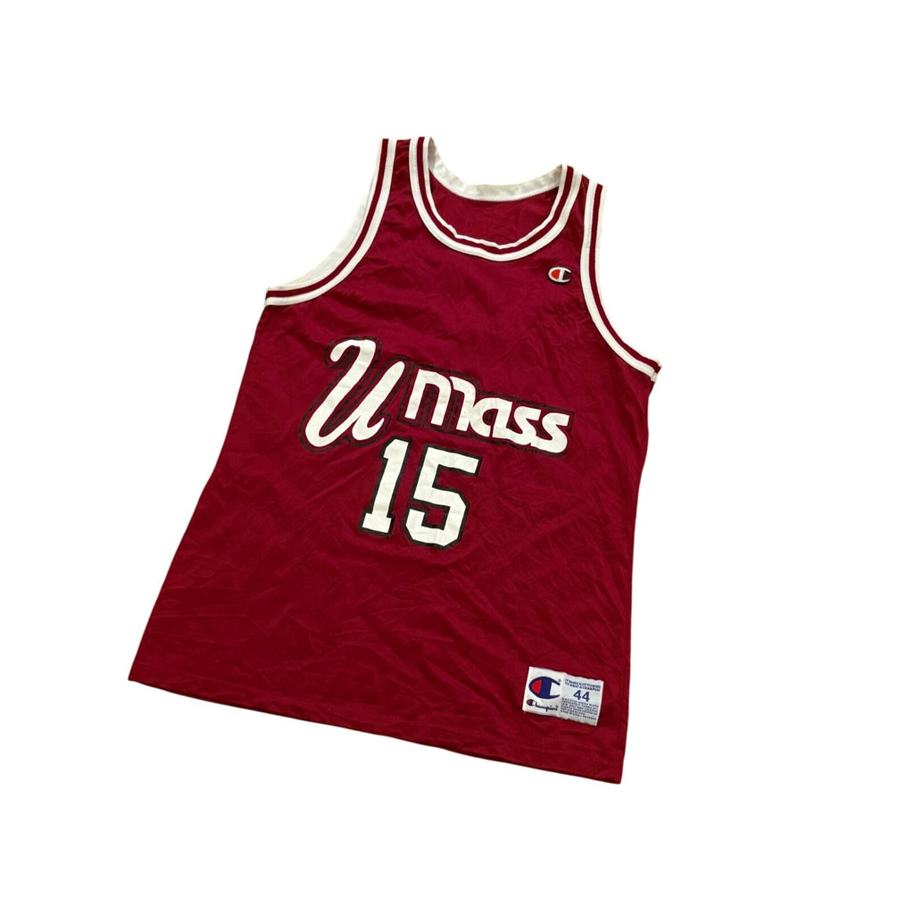 Rare Vintage 90s Champion UMass Minutemen Lou Roe #15 Basketball Jersey Men's 44