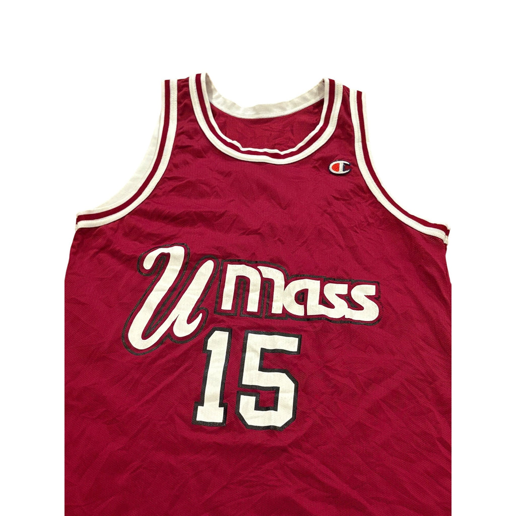 Rare Vintage 90s Champion UMass Minutemen Lou Roe #15 Basketball Jersey Men's 44