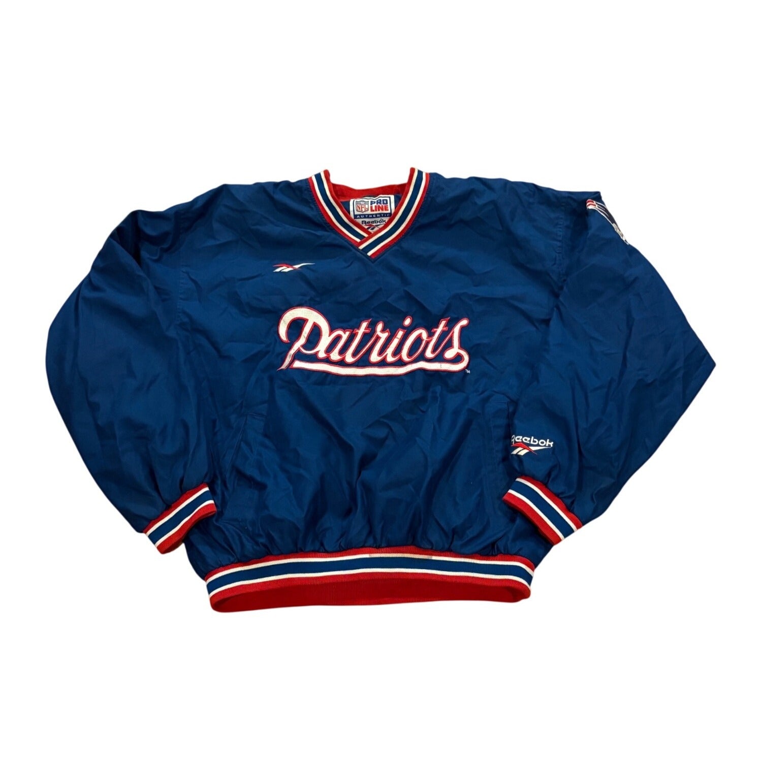 Vintage 90s Reebok Authentic NFL Pro Line New England Patriots Windbreaker Large