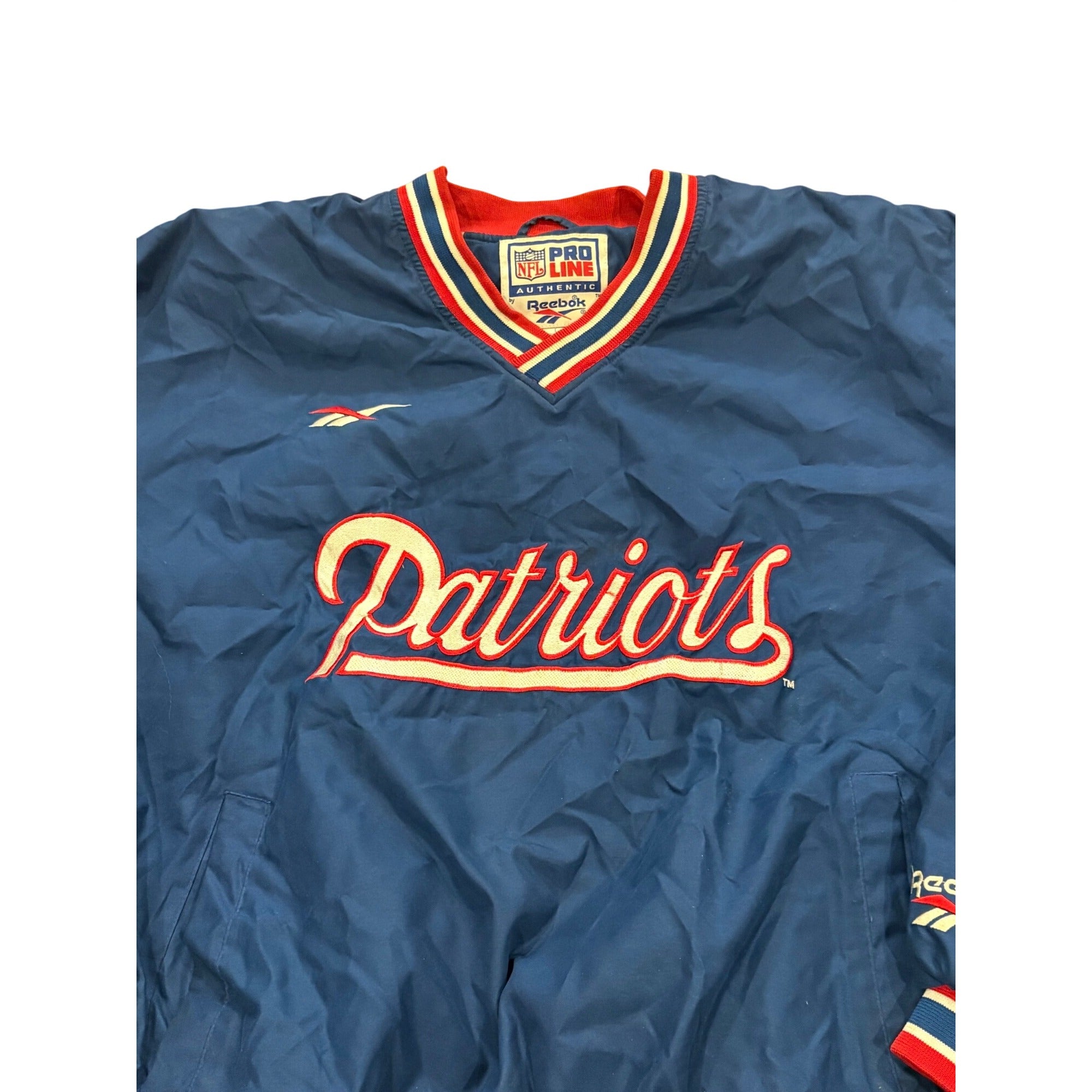Vintage 90s Reebok Authentic NFL Pro Line New England Patriots Windbreaker Large
