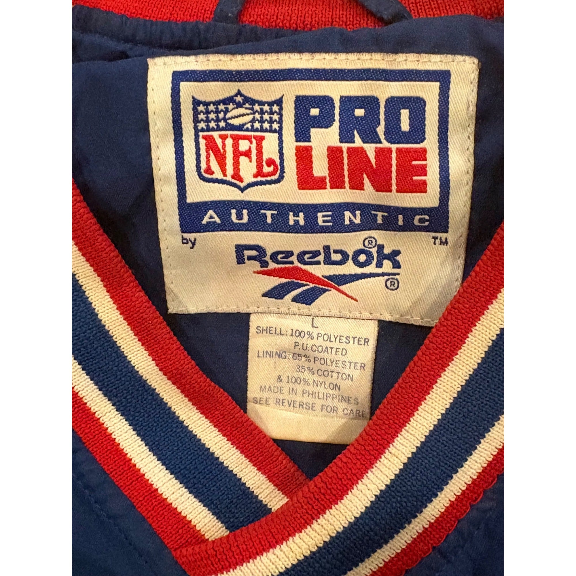Vintage 90s Reebok Authentic NFL Pro Line New England Patriots Windbreaker Large
