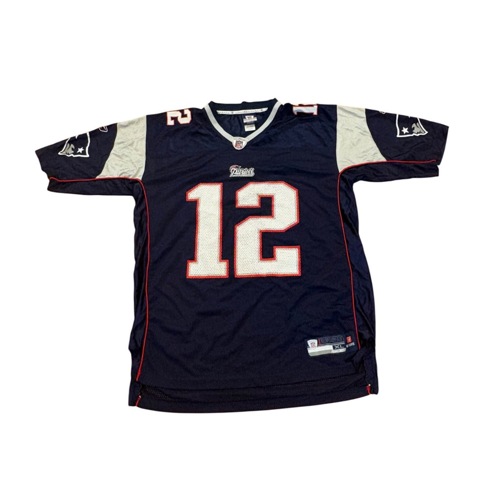 Reebok New England Patriots Tom Brady #12 Blue NFL Football Jersey Men's XL