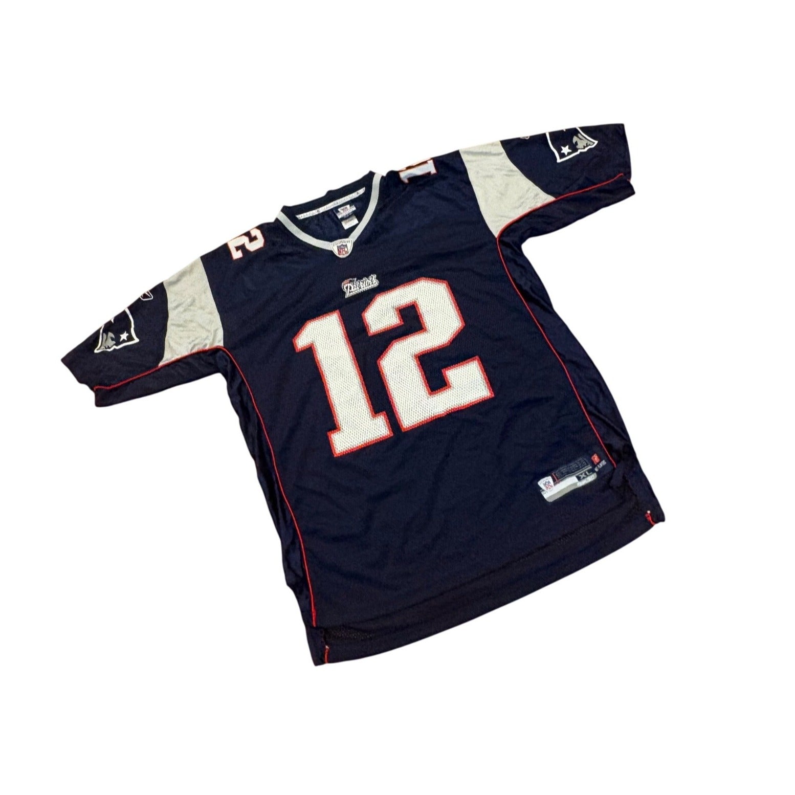 Reebok New England Patriots Tom Brady #12 Blue NFL Football Jersey Men's XL