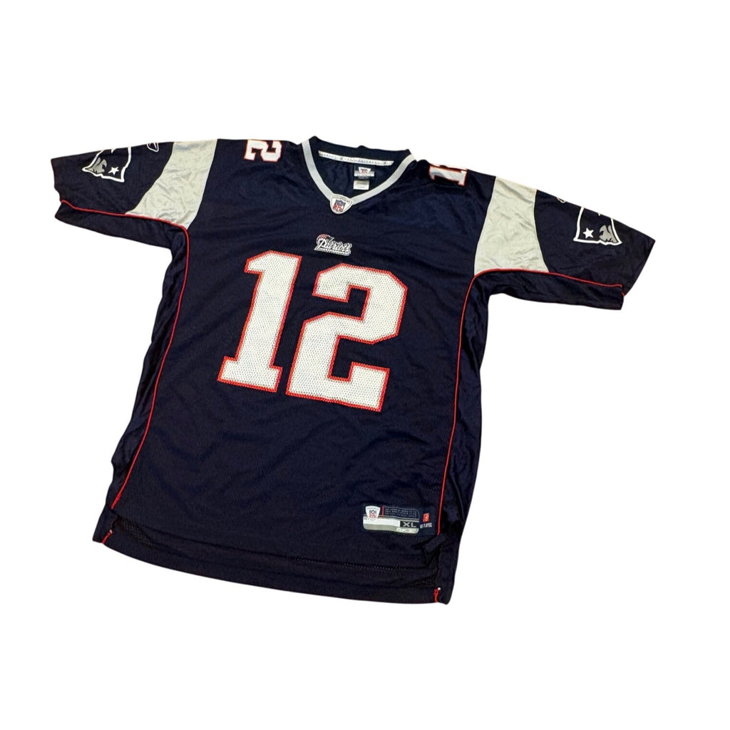 Reebok New England Patriots Tom Brady #12 Blue NFL Football Jersey Men's XL