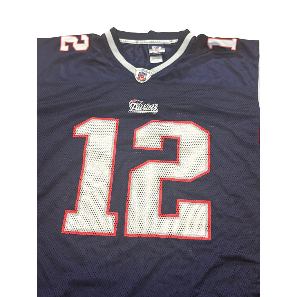 Reebok New England Patriots Tom Brady #12 Blue NFL Football Jersey Men's XL