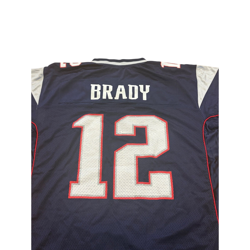 Reebok New England Patriots Tom Brady #12 Blue NFL Football Jersey Men's XL