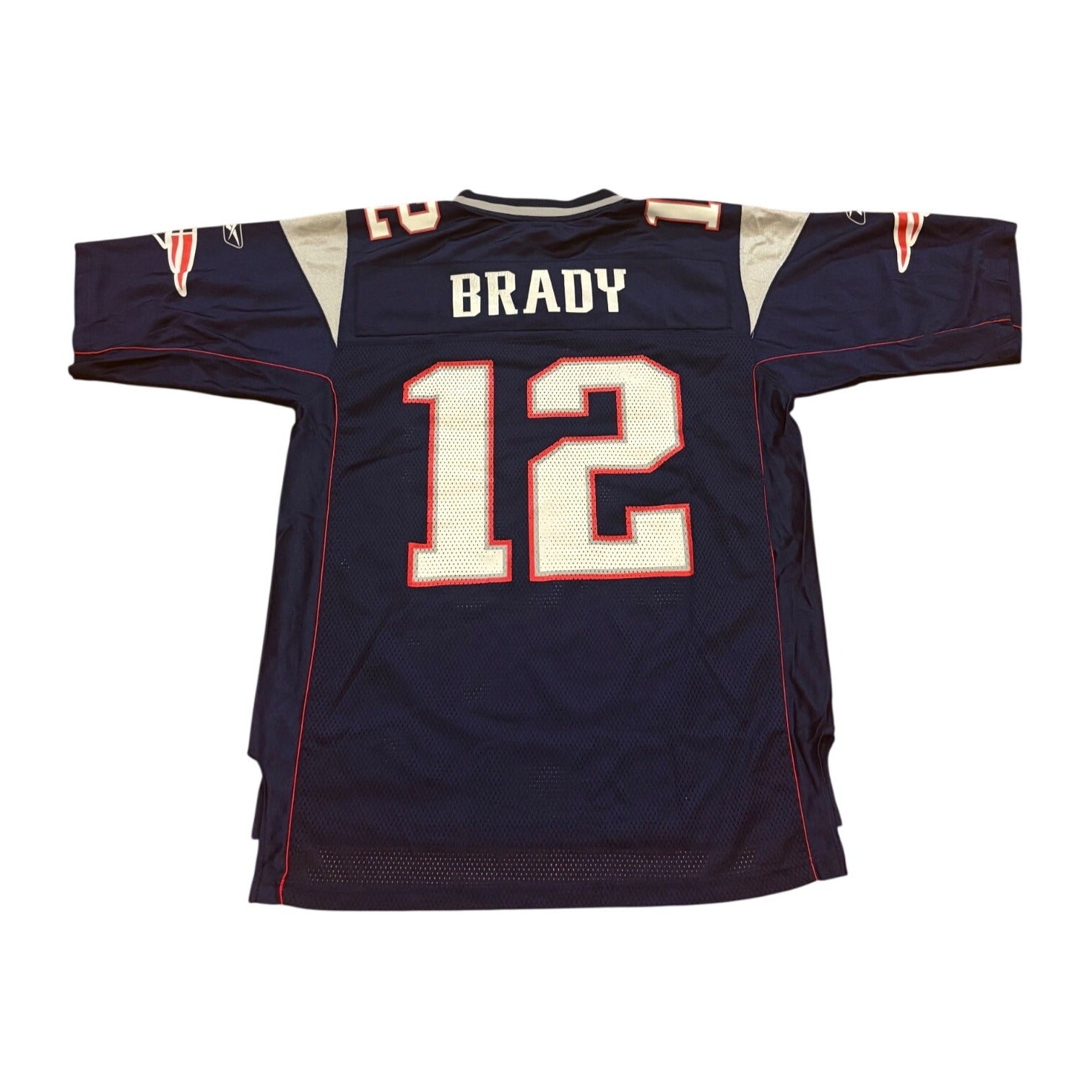 Reebok New England Patriots Tom Brady #12 Blue NFL Football Jersey Men's Medium