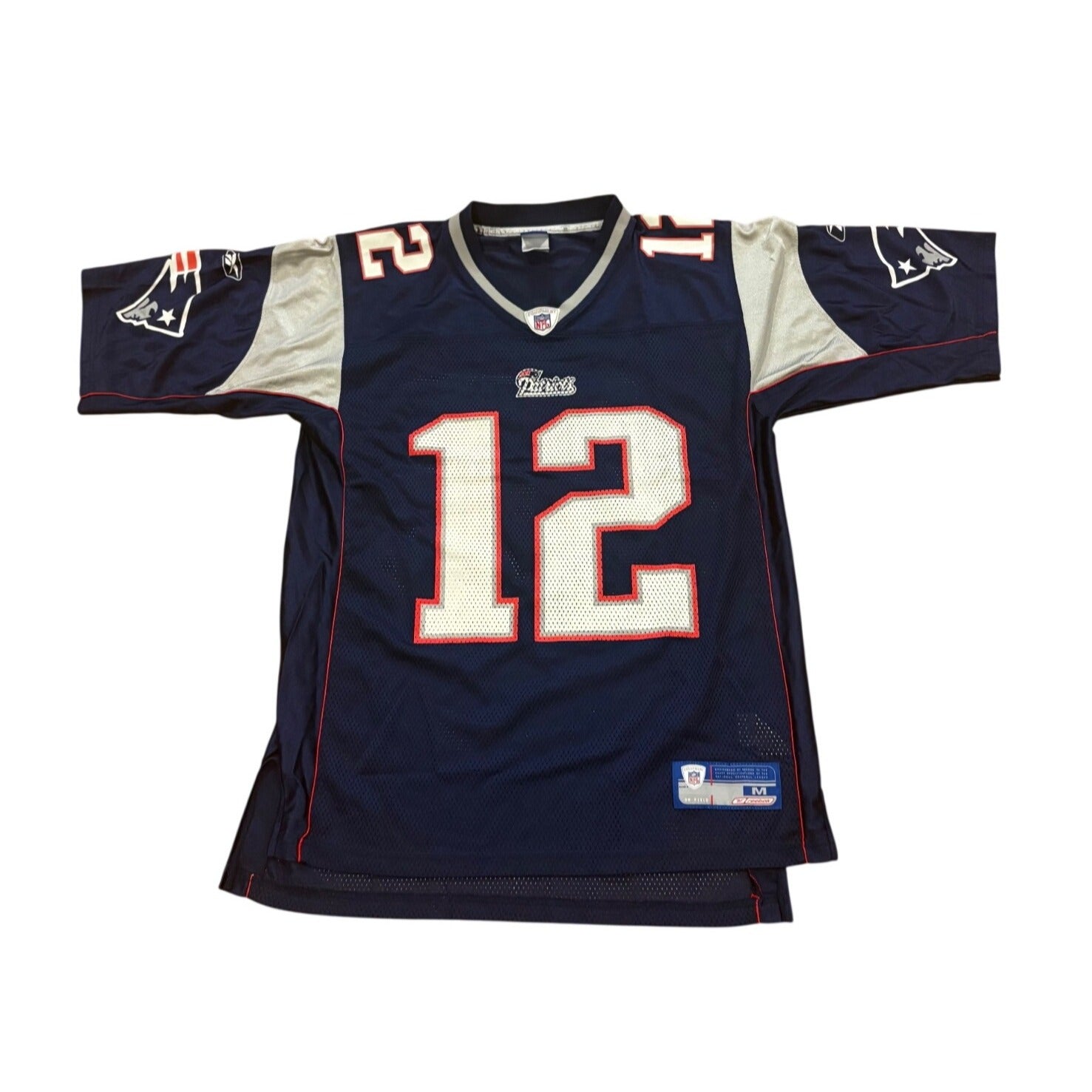 Reebok New England Patriots Tom Brady #12 Blue NFL Football Jersey Men's Medium