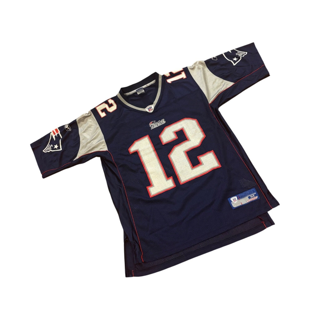 Reebok New England Patriots Tom Brady #12 Blue NFL Football Jersey Men's Medium