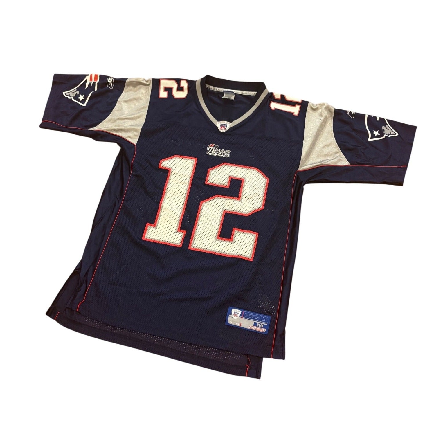 Reebok New England Patriots Tom Brady #12 Blue NFL Football Jersey Men's Medium
