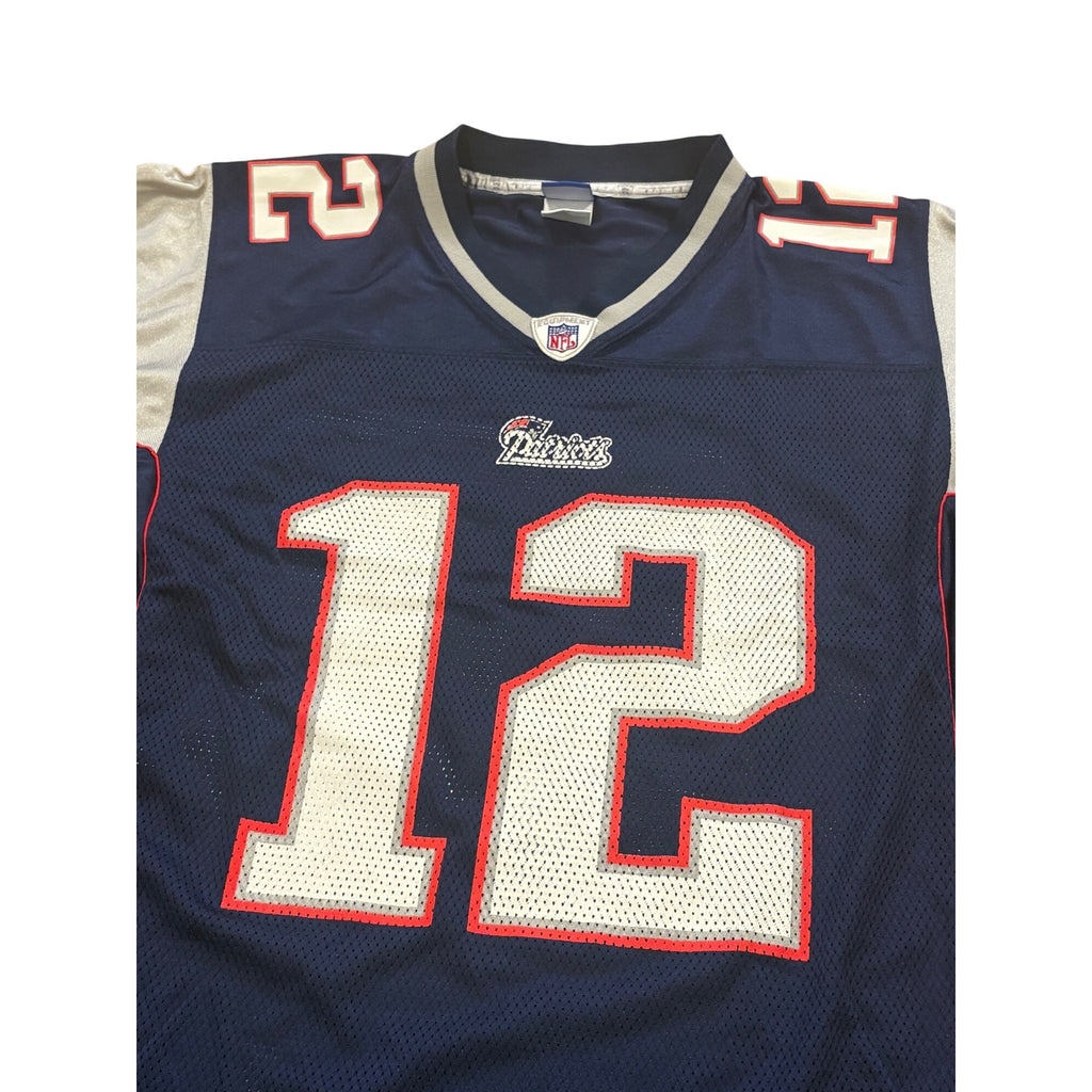 Reebok New England Patriots Tom Brady #12 Blue NFL Football Jersey Men's Medium