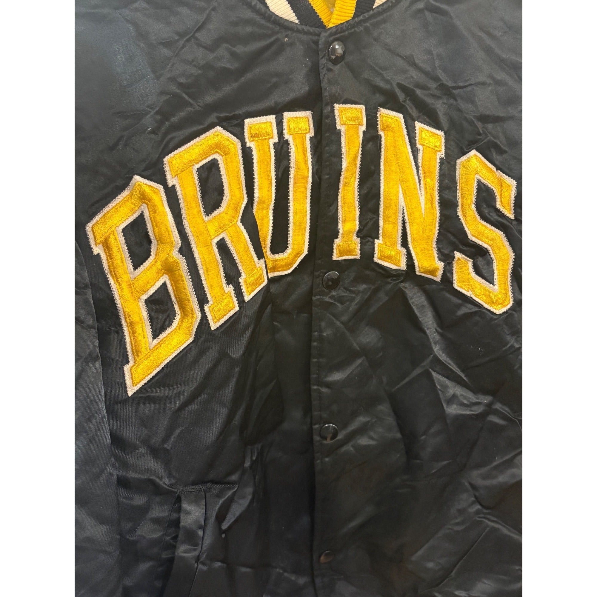 Rare Vintage 80s Starter Boston Bruins NHL Bear Back Hit Satin Jacket Men's XL