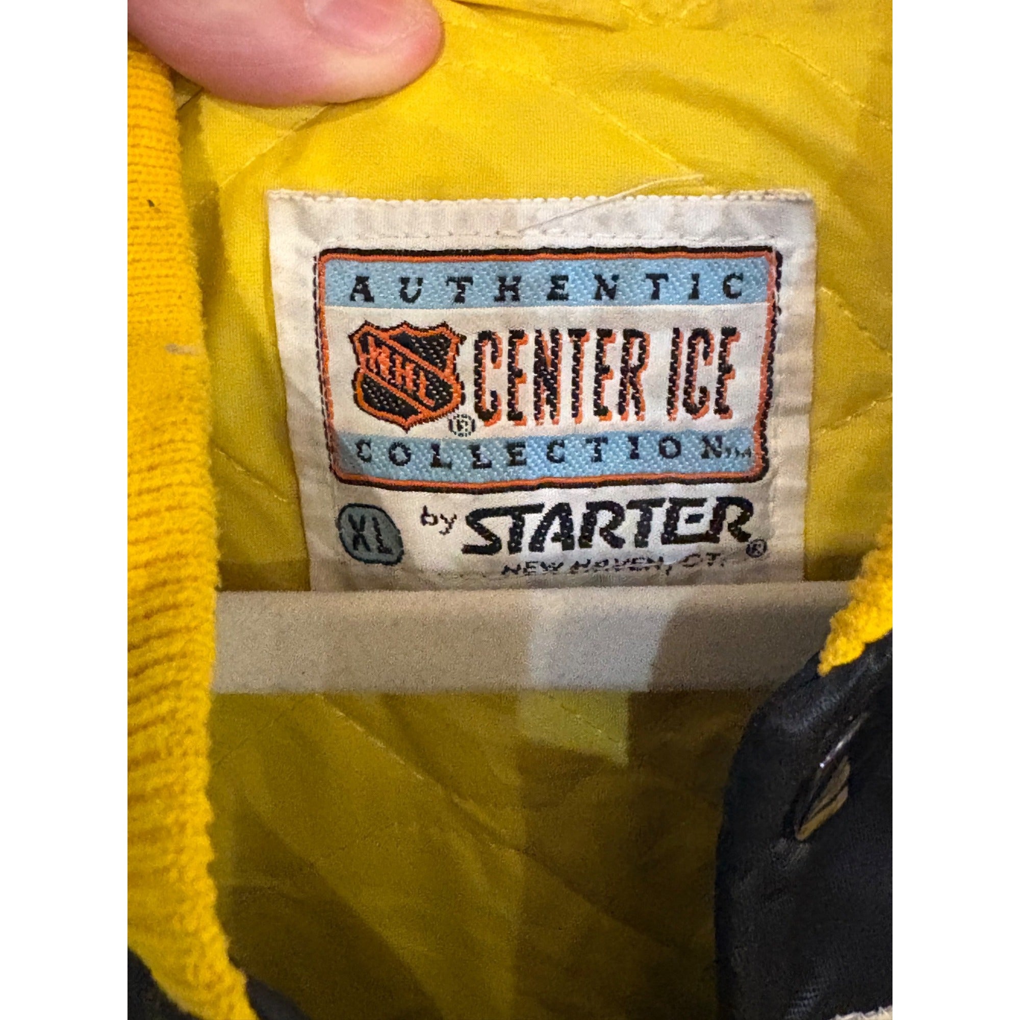 Rare Vintage 80s Starter Boston Bruins NHL Bear Back Hit Satin Jacket Men's XL