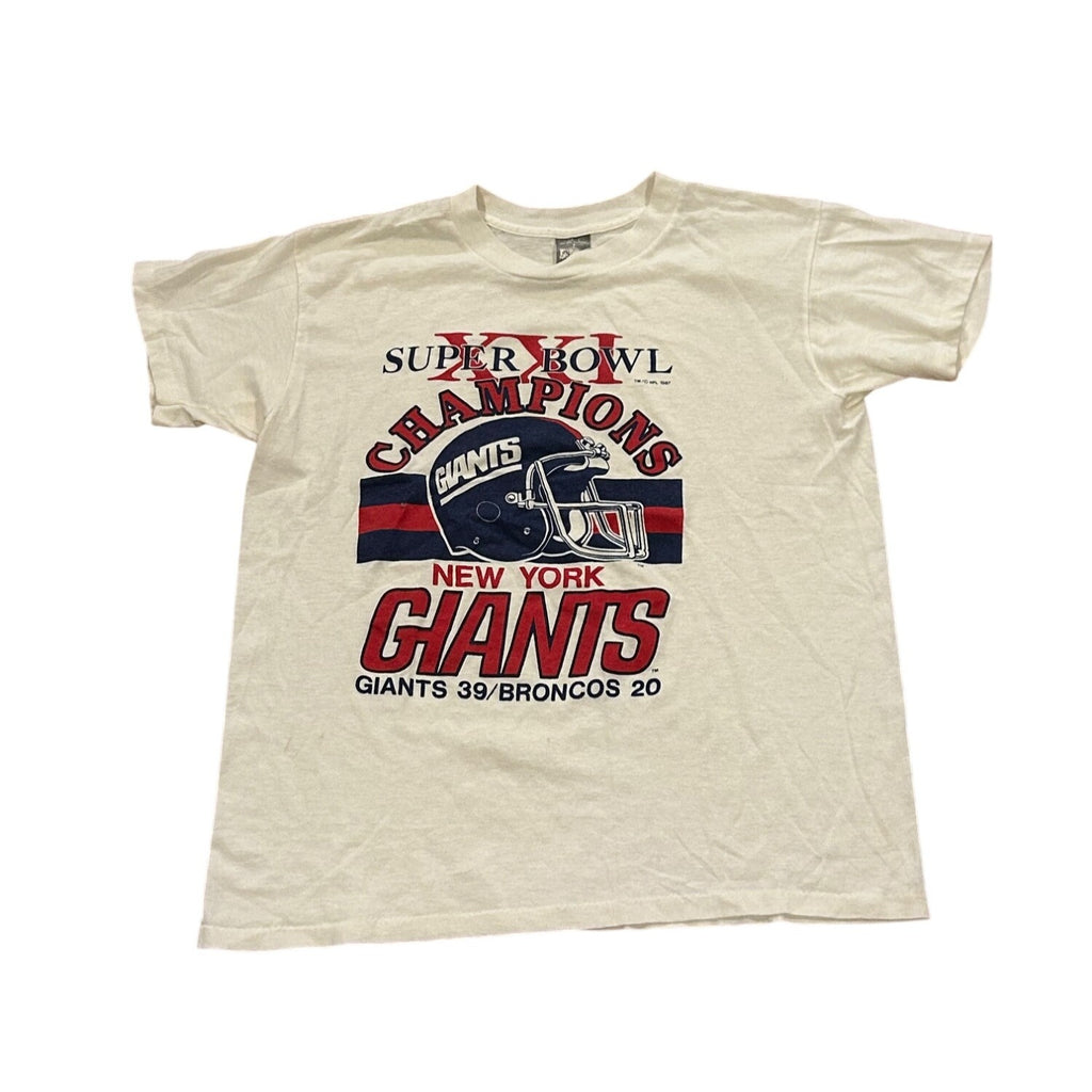 Vintage New York Giants Super Bowl XXI NFL Champions 1987 T-Shirt 80's Large