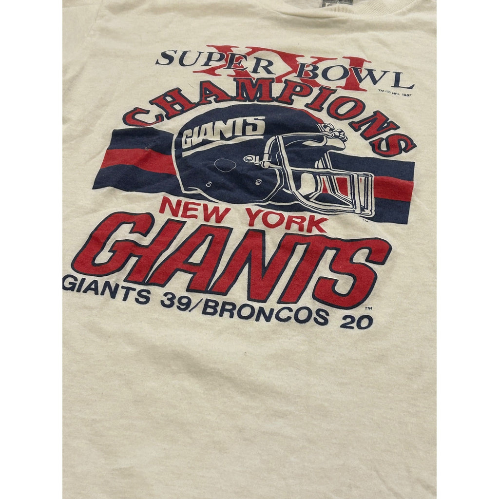 Vintage New York Giants Super Bowl XXI NFL Champions 1987 T-Shirt 80's Large