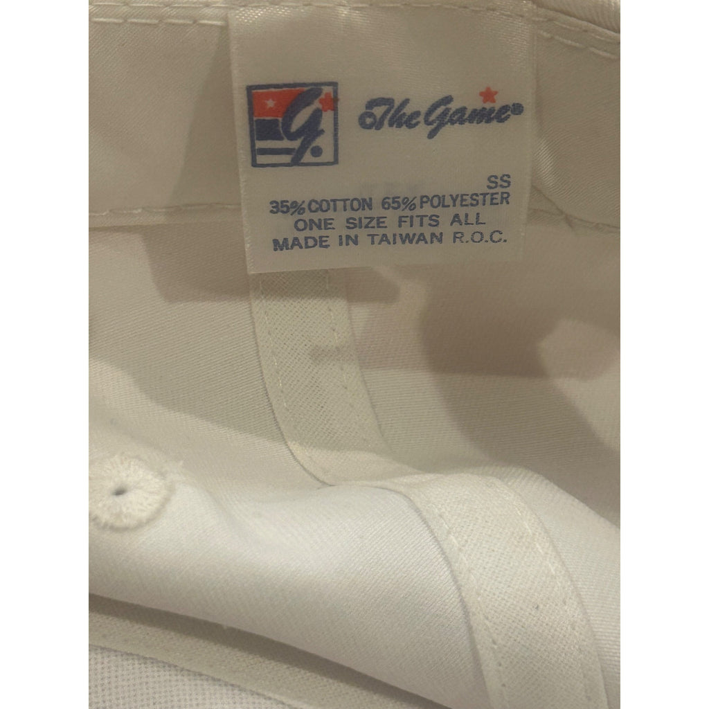 Vintage 1990's New England Patriots The Game Split Bar White Snapback Hat