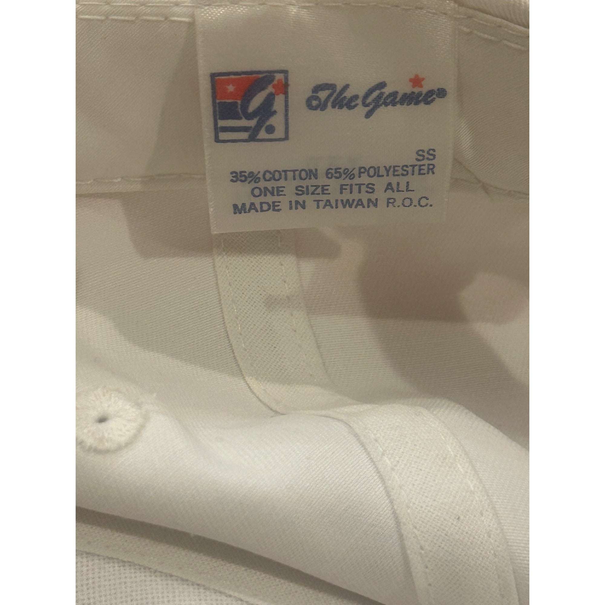 Vintage 1990's New England Patriots The Game Split Bar White Snapback Hat