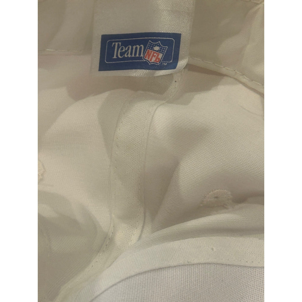 Vintage 1990's New England Patriots The Game Split Bar White Snapback Hat