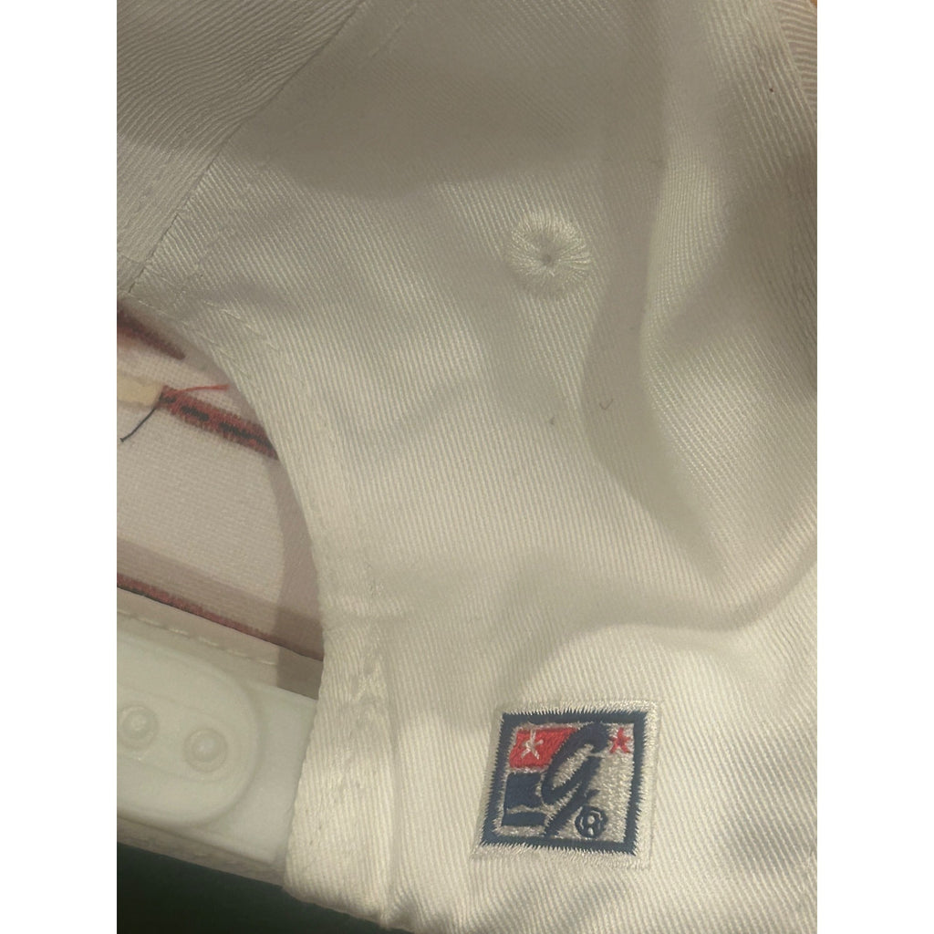 Vintage 1990's New England Patriots The Game Split Bar White Snapback Hat