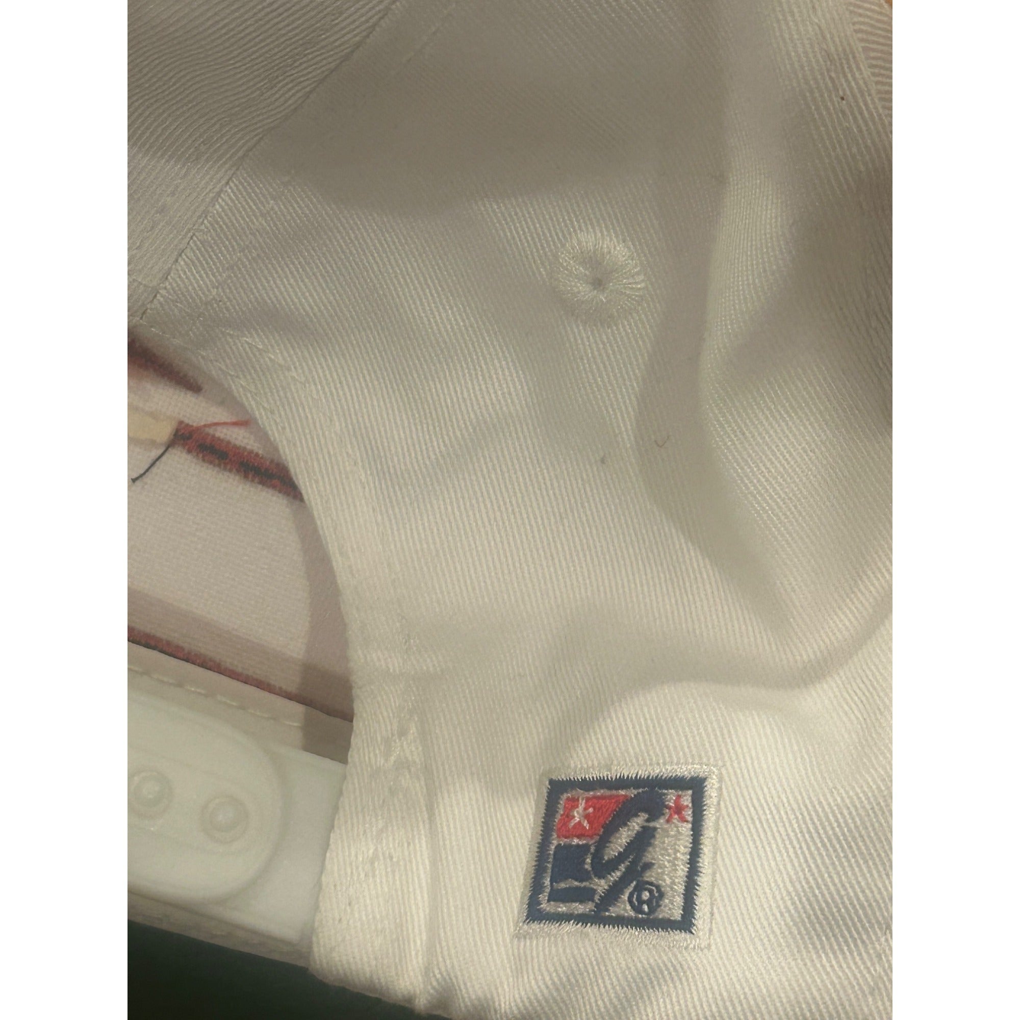 Vintage 1990's New England Patriots The Game Split Bar White Snapback Hat