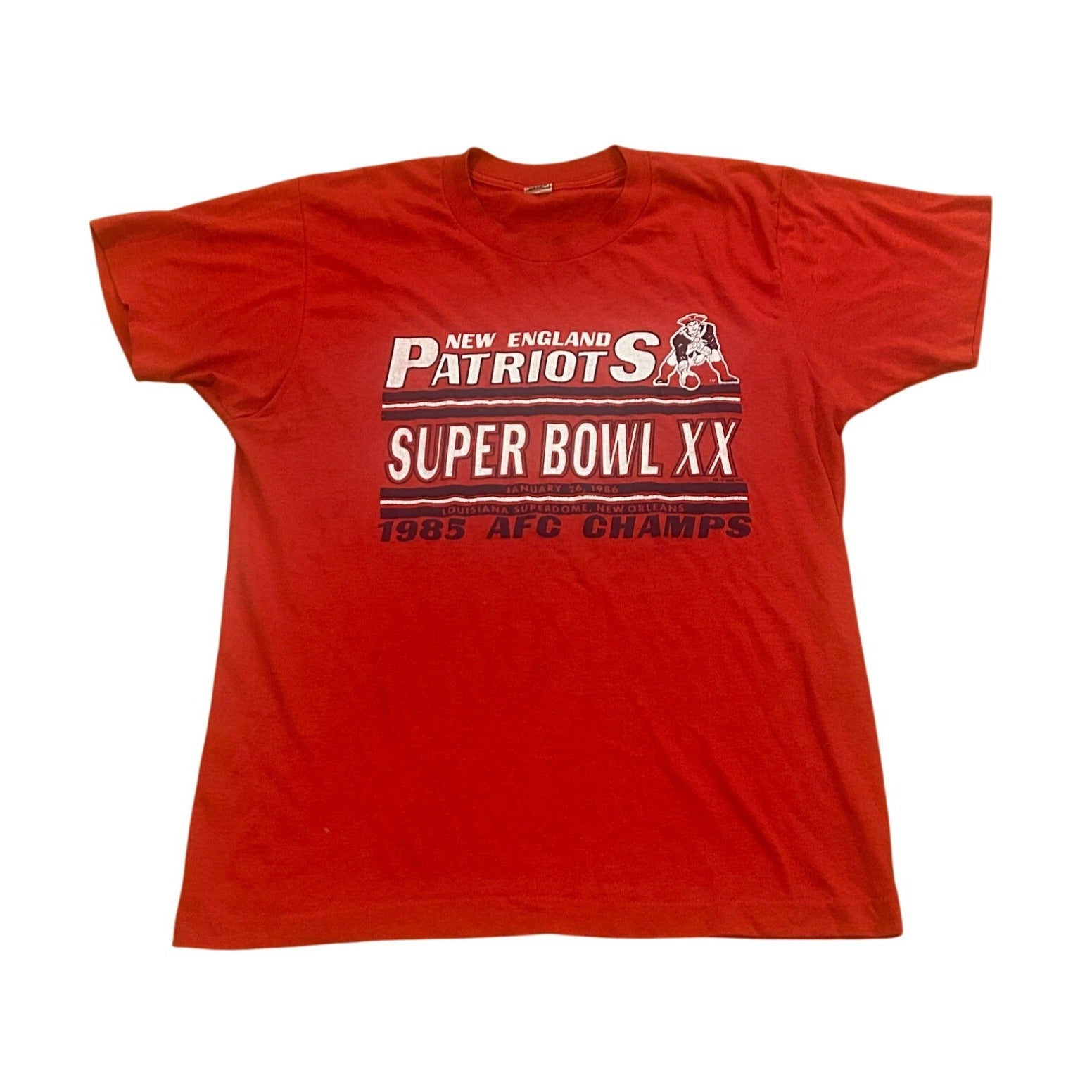 Vintage 1985 AFC Champions New England Patriots Super Bowl XX T-Shirt Men's L