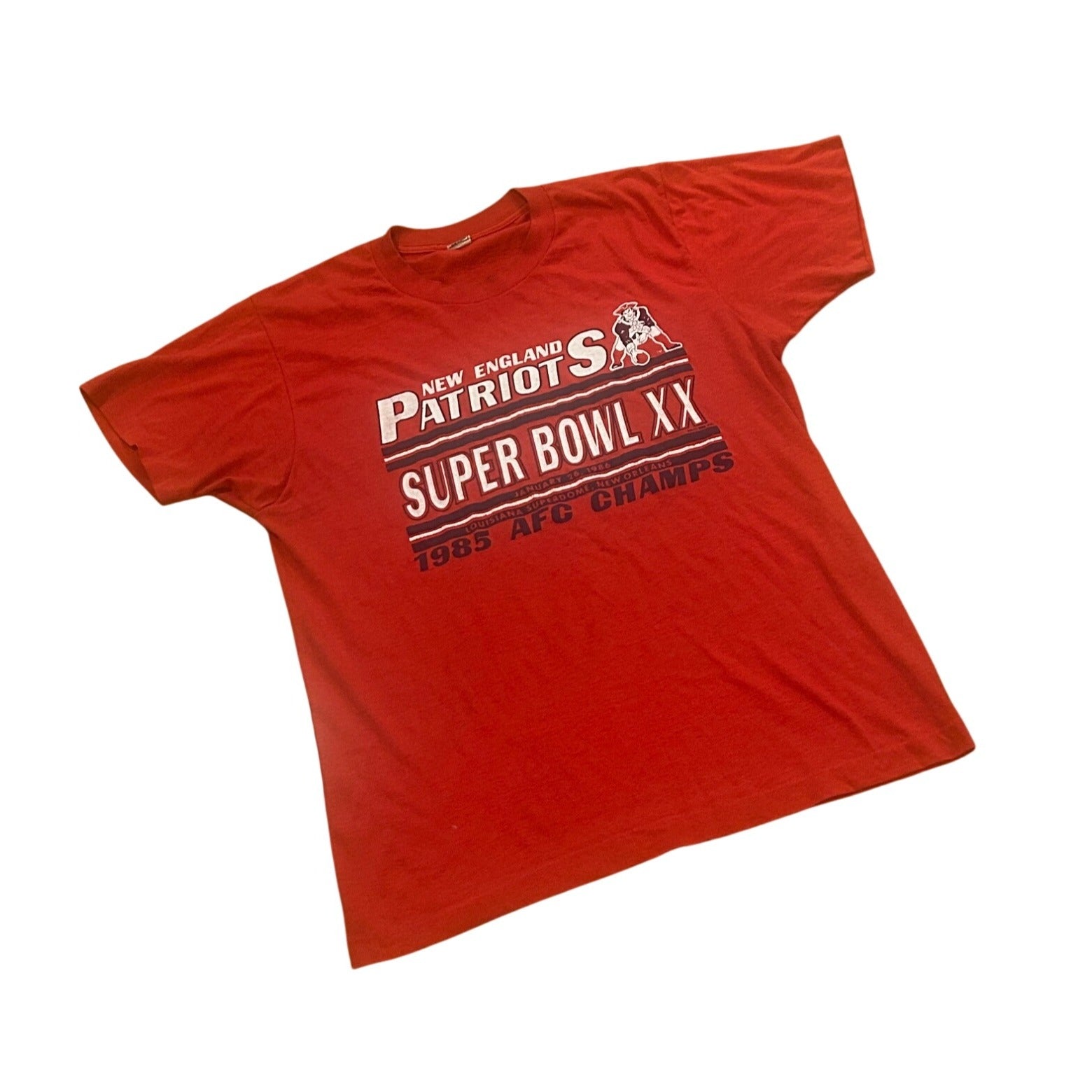 Vintage 1985 AFC Champions New England Patriots Super Bowl XX T-Shirt Men's L