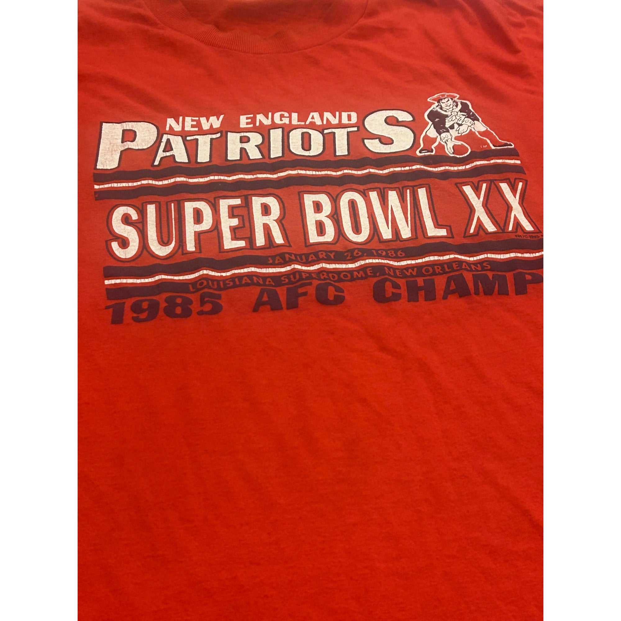 Vintage 1985 AFC Champions New England Patriots Super Bowl XX T-Shirt Men's L