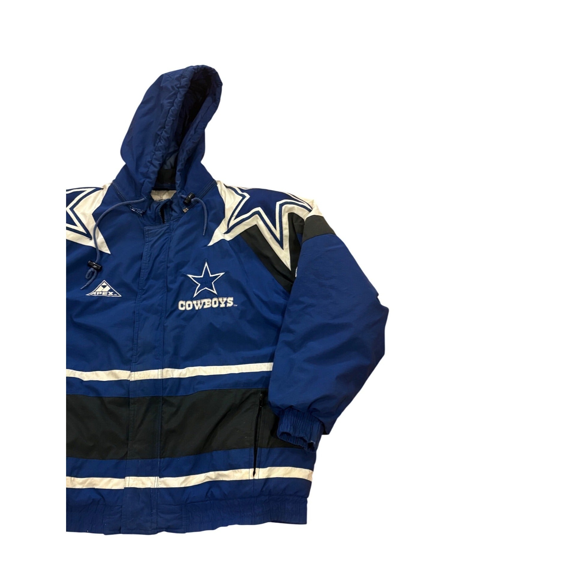Vintage 90's Apex One Dallas Cowboys NFL Pro Line Hooded Puffer Jacket Men's L