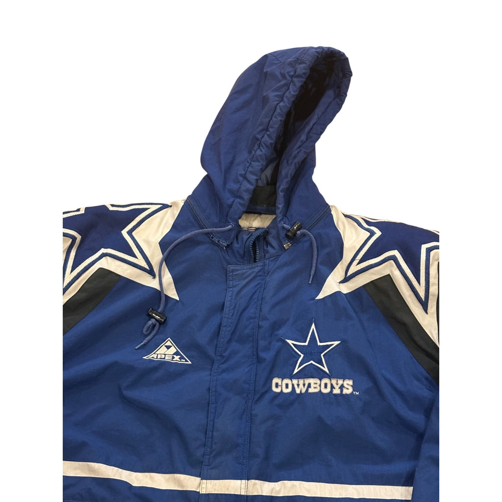 Vintage 90's Apex One Dallas Cowboys NFL Pro Line Hooded Puffer Jacket Men's L