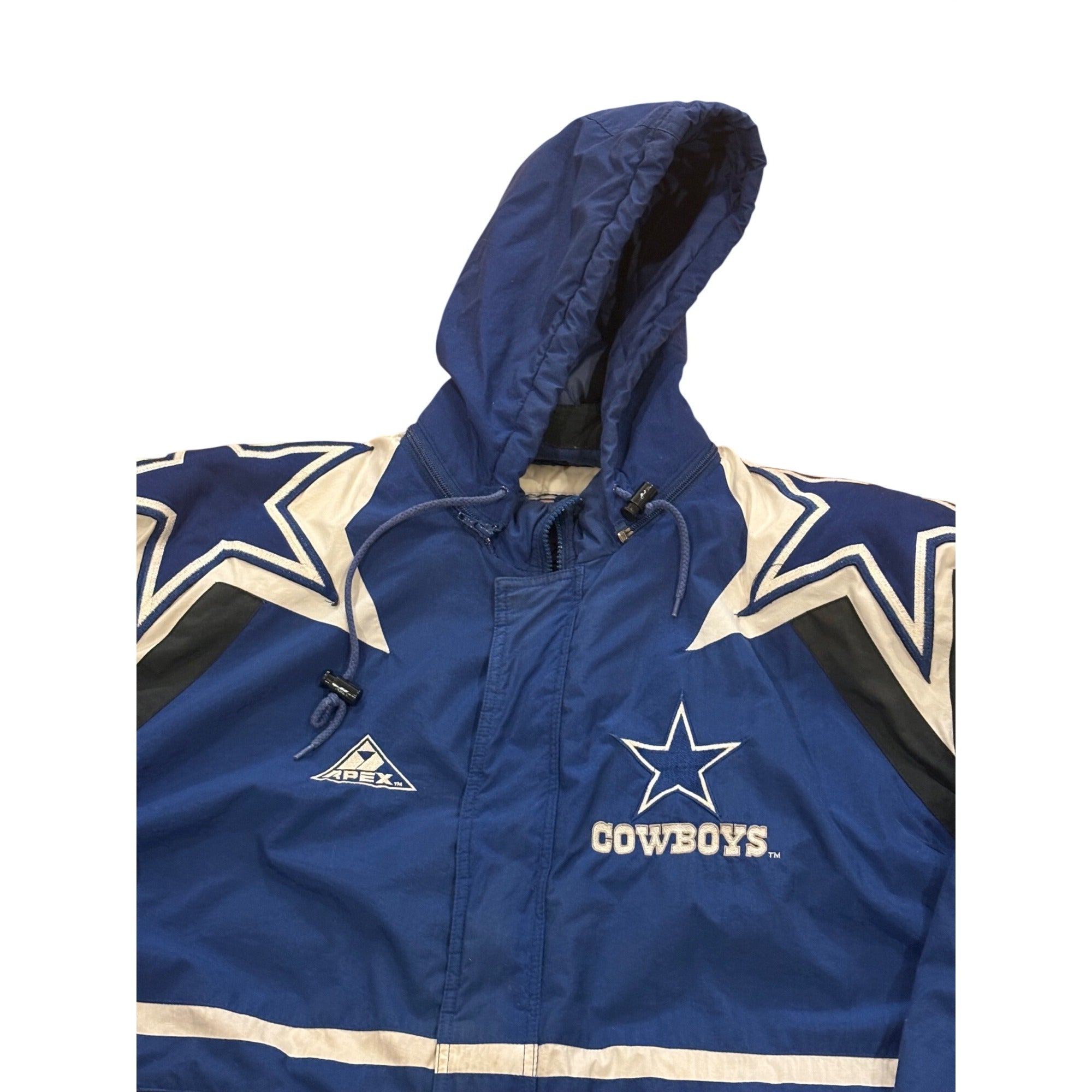 Vintage 90's Apex One Dallas Cowboys NFL Pro Line Hooded Puffer Jacket Men's L
