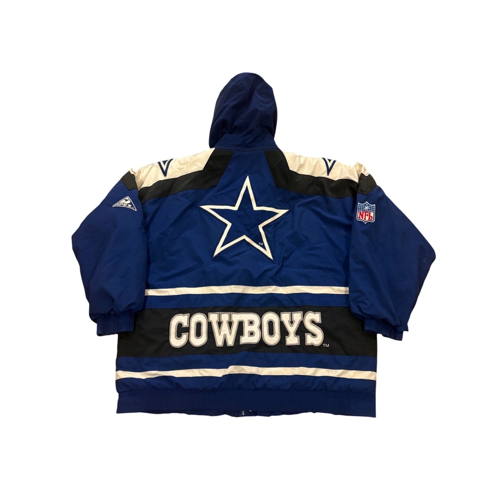 Vintage 90's Apex One Dallas Cowboys NFL Pro Line Hooded Puffer Jacket Men's L