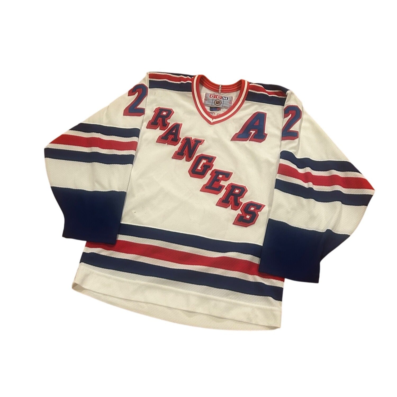 Vintage 1990's CCM Maska New York Rangers Brian Leetch #2 NHL Jersey Men's Small