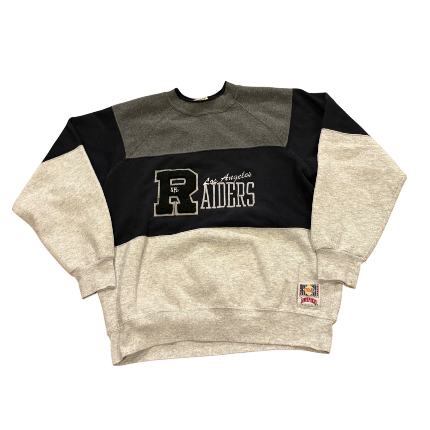 Vintage 90s Nutmeg Mills Los Angeles Raiders NFL Crewneck Sweatshirt Men's Large