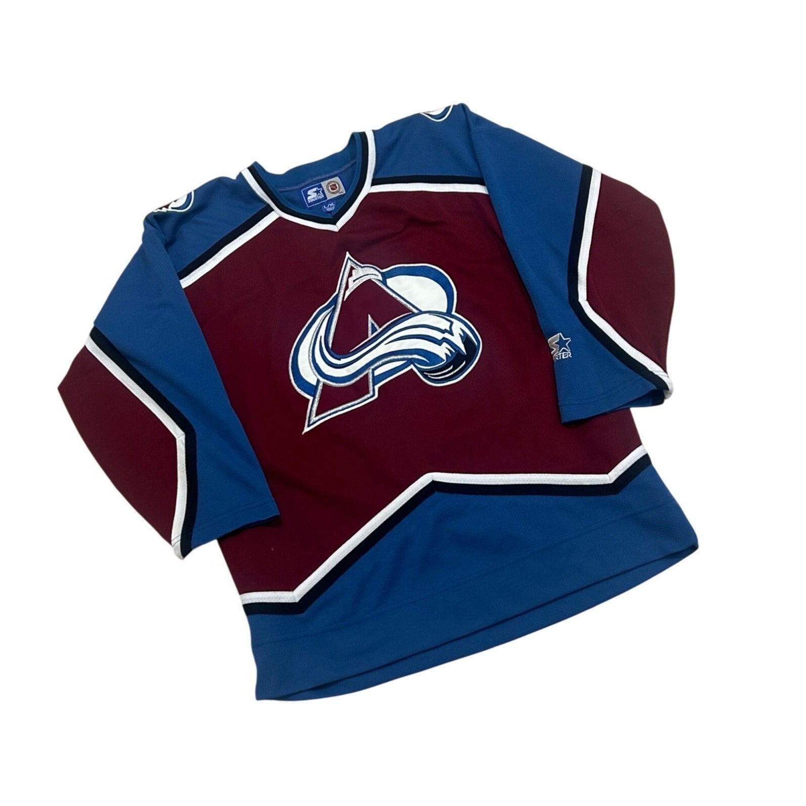 Vintage 1990's Starter Colorado Avalanche NHL Hockey Blank Jersey Youth L/XL