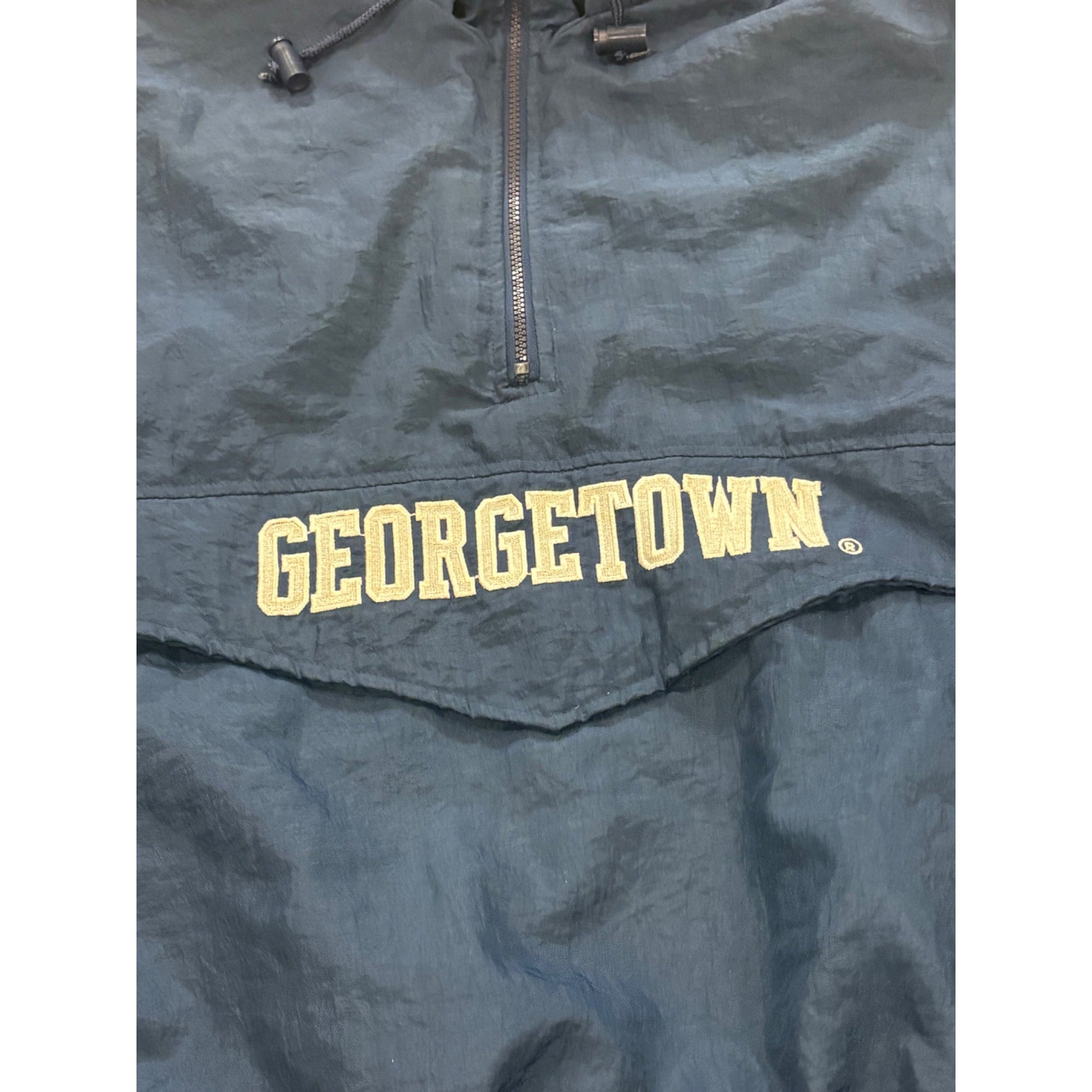 Vintage 90's Starter Georgetown Hoyas 1/4 Zip Pullover Hooded Puffer Jacket XL