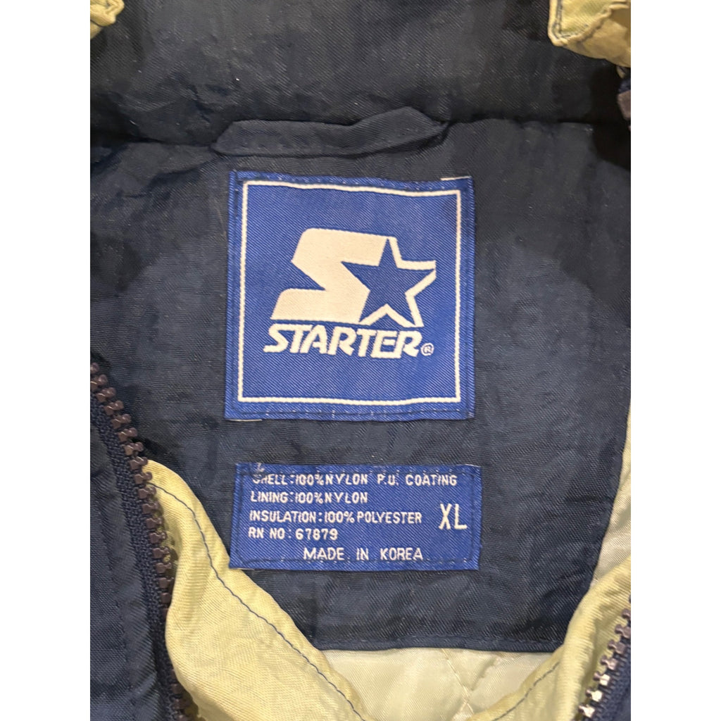 Vintage 90's Starter Georgetown Hoyas 1/4 Zip Pullover Hooded Puffer Jacket XL