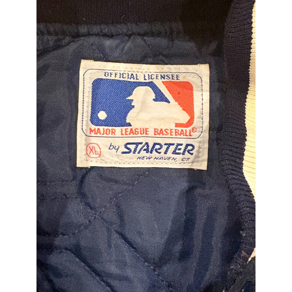 Vintage 80's Starter New York Yankees MLB Satin Bomber Jacket Blue Men's XL